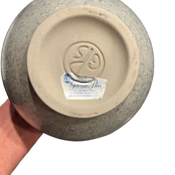 Gebruder Plein Blue Floral Pottery Vase Germany Modernist - Picture 3 of 8